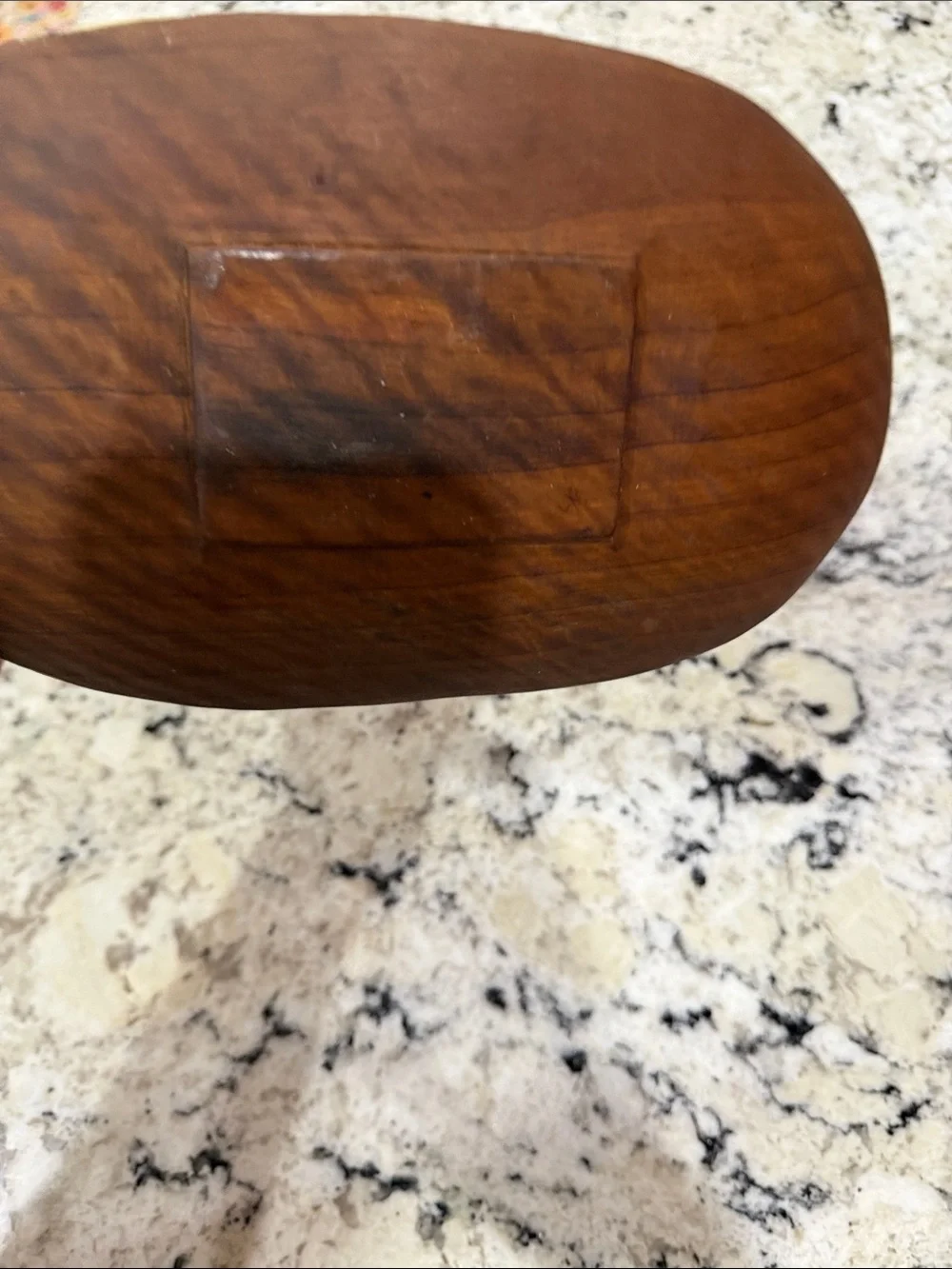Vintage Handcrafted African Wild Olive Wood Divided Serving Bowl With Bone Inlay